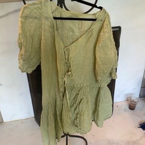 Magnolia pearl linen green dress